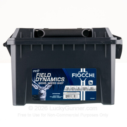 Large image of Cheap 12 Gauge Ammo For Sale - 2-3/4” 9 Pellets #1 Buckshot Ammunition in Stock by Fiocchi - 80 Rounds in Field Box