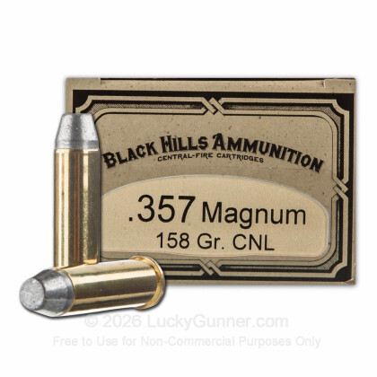 Large image of Cheap 357 Mag Ammo For Sale - 158 Grain CNL Ammunition in Stock by Black Hill Ammunition - 50 Rounds