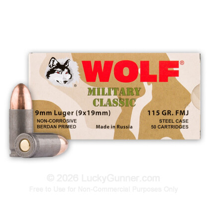 Image 1 of Wolf 9mm Luger (9x19) Ammo