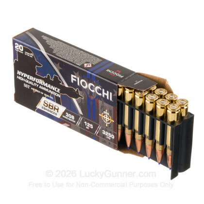 Large image of Fiocchi Hyperformance SBR Enhanced 308 Win Ammo For Sale - 125 Grain SST - 20 Rounds