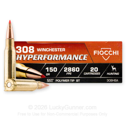 Large image of Bulk 308 Winchester Ammo For Sale - 150 Grain SST Polymer Tip Ammunition in Stock by Fiocchi - 200 Rounds