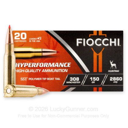 Large image of Bulk 308 Winchester Ammo For Sale - 150 Grain SST Polymer Tip Ammunition in Stock by Fiocchi - 200 Rounds