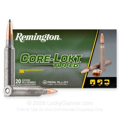 Large image of Remington Core-Lokt Tipped 7mm Backcountry Ammo For Sale - 175 Grain Polymer Tip - 20 Rounds
