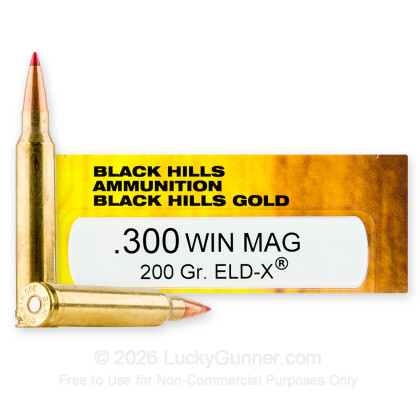 Large image of Premium 300 Winchester Magnum Ammo For Sale - 200 Grain ELD-X Ammunition in Stock by Black Hills Gold - 20 Rounds