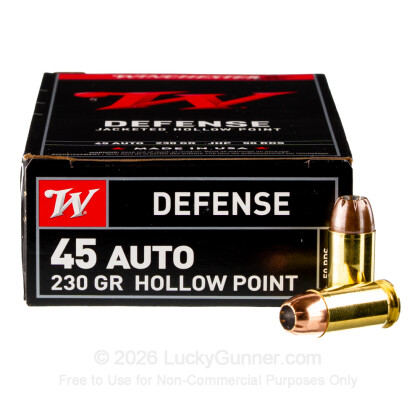 Large image of Bulk 45 ACP Ammo For Sale - 230 Grain JHP Ammunition in Stock by Winchester USA - 500 Rounds