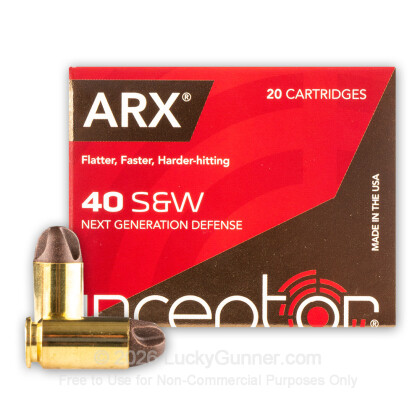 Large image of Premium 40 S&W Ammo For Sale - 88 Grain ARX Ammunition in Stock by Inceptor - 20 Rounds