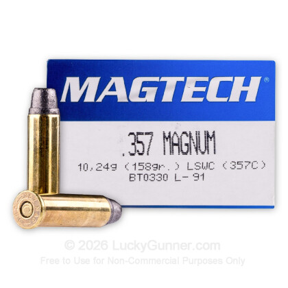 Large image of 357 Mag Ammo - 158 gr LSWC - Magtech - 50 Rounds