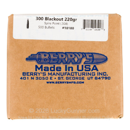 Large image of Bulk 300 AAC Blackout (.308) Bullets for Sale - 220 Grain Plated Spire Point Bullets in Stock by Berry's - 500