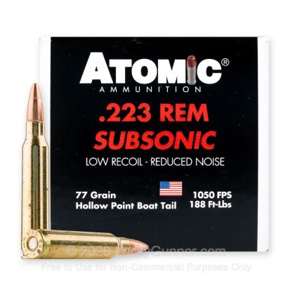 Large image of Atomic Subsonic 223 Rem Ammo For Sale - 77 Grain HPBT - 50 Rounds