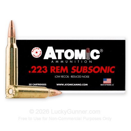 Large image of Atomic Subsonic 223 Rem Ammo For Sale - 77 Grain HPBT - 50 Rounds