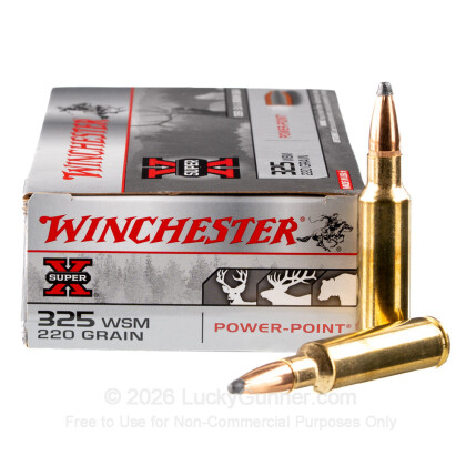 Large image of Cheap 325 WSM Ammo For Sale - 220 Grain SP Ammunition in Stock by Winchester Power-Point - 20 Rounds