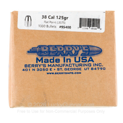 Large image of Quantity - 1000 bullets per box Manufacturer - Berry's Bullets - 125 grain flat point solid Diameter - .357"