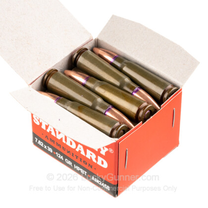 Large image of Cheap 7.62x39mm Ammo For Sale - 124 gr BTHP Ammunition in Stock by Century Arms Red Army Standard - 1000 Rounds