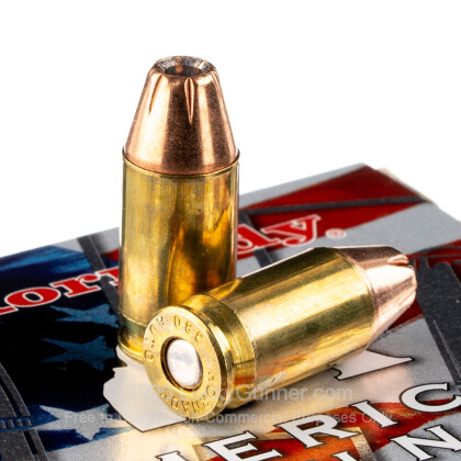 Large image of Bulk 380 Auto Ammo For Sale - 90 Grain XTP JHP Ammunition in Stock by Hornady American Gunner - 250 Rounds