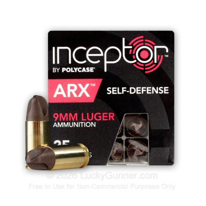 Large image of Premium 9mm Ammo For Sale Online - Polycase Inceptor 74 Grain ARX - 25 Rounds