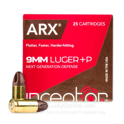 Large image of Premium 9mm Ammo For Sale - +P 65 Grain ARX Ammunition in Stock by PolyCase Inceptor Preferred Defense - 25 Rounds