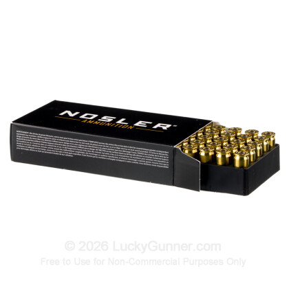 Large image of Premium 45 ACP Ammo For Sale - 230 Grain Jacketed Hollow Point Ammunition in Stock by Nosler - 50 Rounds