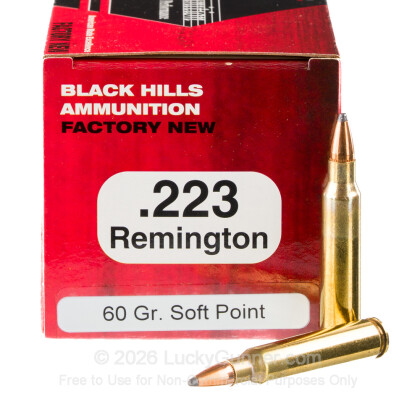 Large image of Bulk 223 Rem Ammo For Sale - 60 Grain SP Ammunition in Stock by Black Hills - 1000 Rounds
