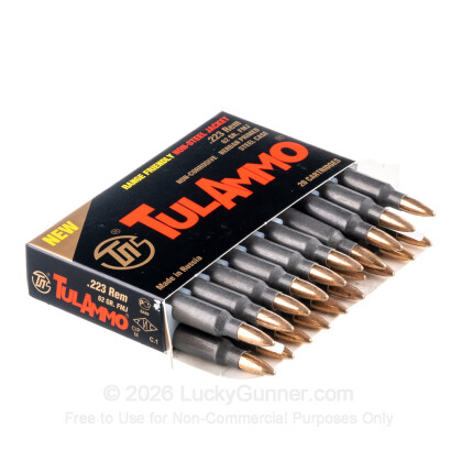 Large image of Cheap 223 Rem Ammo For Sale - 62 Grain FMJ Brass Jacketed Bullet Ammunition in Stock by Tula - 20 Rounds