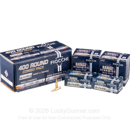 Large image of Fiocchi 5.7x28mm Ammo For Sale - 40gr & 62gr FMJ - 400rds