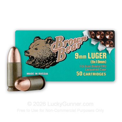 Image 2 of Shop by Popular Brand from Brown Bear Image 2 of Brown Bear 9mm Luger (9x19) Ammo