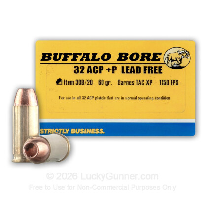 Image 1 of Shop by Popular Brand from Buffalo Bore Image 1 of Buffalo Bore .32 Auto (ACP) Ammo