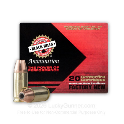 Large image of Cheap 9mm Luger Ammo For Sale - +P 115 Grain JHP Ammunition in Stock by Black Hills - 20 Rounds