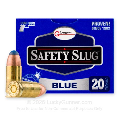 Large image of Premium 9mm Ammo For Sale - 80 Grain Pre-Fragmented HP Ammunition in Stock by Glaser Safety Slug - 20 Rounds