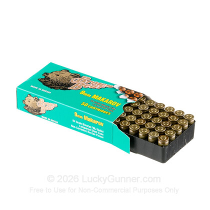 Large image of Bulk 9mm Makarov (9x18mm) Ammo For Sale - 94 gr FMJ Brown Bear Ammunition For Sale - 1000 Rounds
