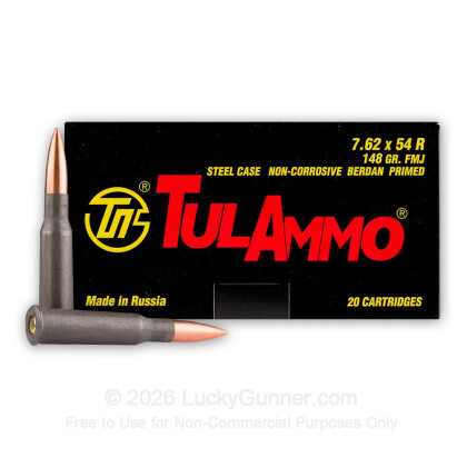 Large image of 7.62x54r Ammo For Sale | 148 gr FMJ Ammunition In Stock by Tula - 500 Rounds