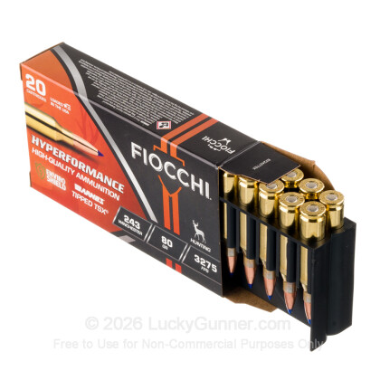 Large image of Fiocchi Hyperformance 243 Ammo For Sale - 80 Grain TTSX - 20 Rounds