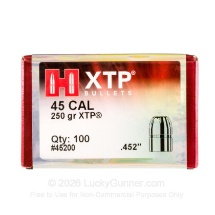 Large image of Bulk 45 Colt Bullets For Sale - 250 Grain XTP JHP Bullets in Stock by Hornady - 100