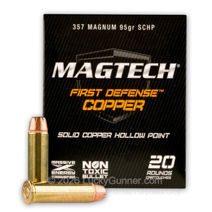 Large image of 357 Mag Ammo For Sale - 95 gr SCHP - Magtech First Defense Ammunition In Stock - 20 Rounds