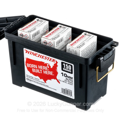 Large image of Cheap 10mm Auto Ammo For Sale - 180 Grain FMJ Ammunition in Stock by Winchester USA - 150 Rounds in Field Box