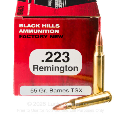 Large image of Premium 223 Rem Ammo For Sale - 55 Grain Multi-Purpose Green HP Ammunition in Stock by Black Hills - 50 Rounds