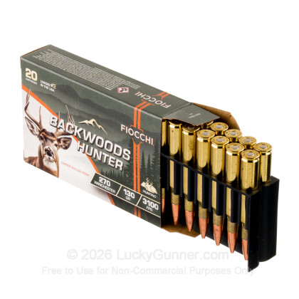 Large image of Fiocchi Backwoods Hunter 270 Ammo For Sale - 130 Grain CHP - 20 Rounds