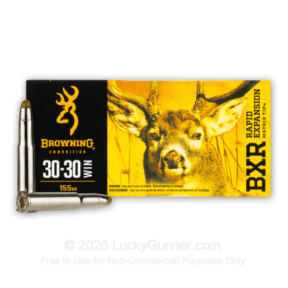 Large image of Premium 30-30 Ammo For Sale - 155 Grain Rapid Expansion Matrix Tip Ammunition in Stock by Browning BXR - 20 Rounds