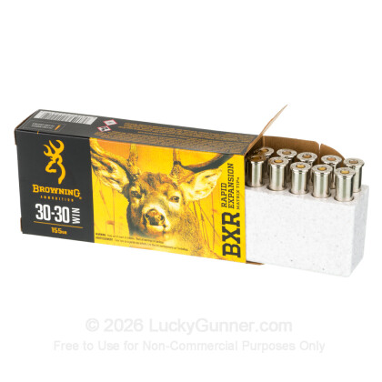 Large image of Premium 30-30 Ammo For Sale - 155 Grain Rapid Expansion Matrix Tip Ammunition in Stock by Browning BXR - 20 Rounds