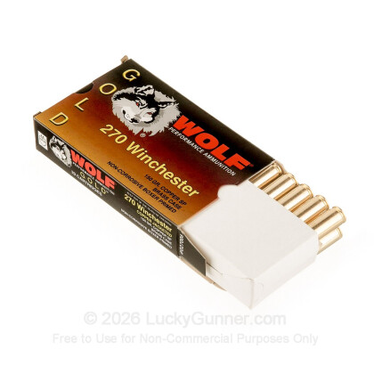 Large image of 270 Ammo For Sale - 150 gr SP - Wolf Gold Ammo Online - 20 Rounds