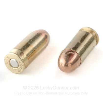 Large image of Cheap 45 ACP Ammo For Sale - 230 Grain FMJ Ammunition in Stock by Black Hills - 20 Rounds