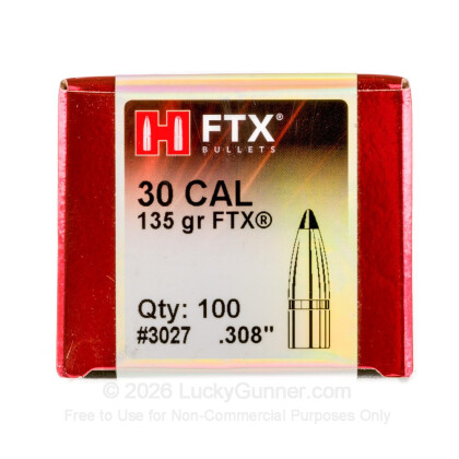 Large image of Premium .308 Bullets For Sale - 135 Grain FTX Bullets in Stock by Hornady - 100