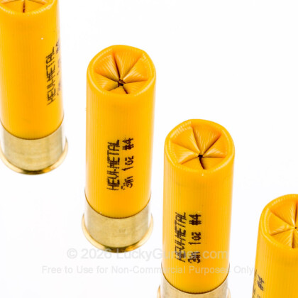 Large image of Premium 20 Gauge Ammo For Sale - 3” 1 oz. #4 Shot Ammunition in Stock by Hevi-Shot - 25 Rounds 