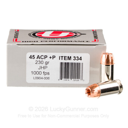 Large image of Premium 45 ACP +P Ammo For Sale - 230 Grain JHP Ammunition in Stock by Underwood - 20 Rounds