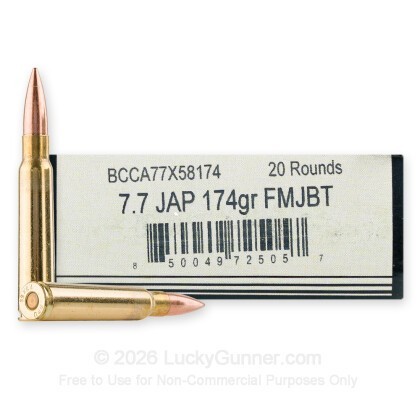 Large image of Bannerman 7.7 Japanese Ammo For Sale - 174 Grain FMJBT - 20 Rounds