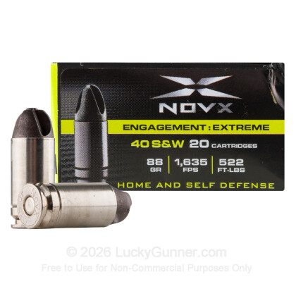 Large image of Premium 40 S&W Ammo For Sale - 88 Grain Engagement:Extreme Ammunition in Stock by NovX - 20 Rounds