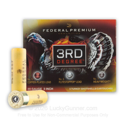 Large image of Premium 20 Gauge Ammo For Sale - 3" 1 7/16 oz. #5/6/7 Ammunition in Stock by Federal 3rd Degree - 5 Rounds
