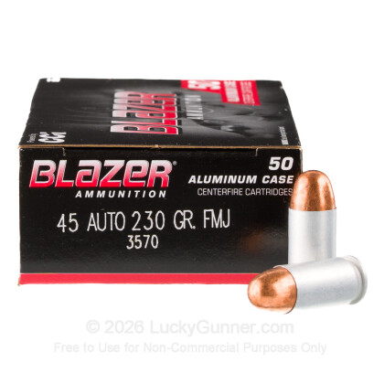 Large image of Blazer Aluminum 45 ACP Ammo For Sale - 230 Grain FMJ - 1000 Rounds