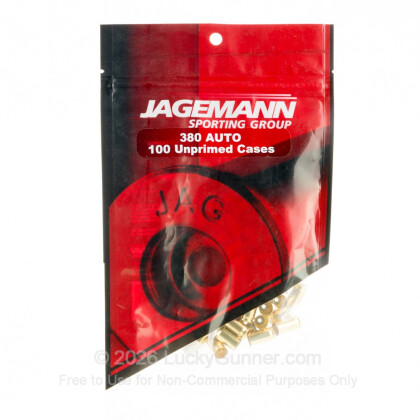 Large image of Bulk 380 ACP Casings For Sale - New Unprimed Brass Casings in Stock by Jagemann - 100 Casings