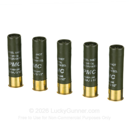 Large image of Cheap 12 Gauge Ammo For Sale - 3-1/2” 1-3/8oz. BB Steel Shot Ammunition in Stock by PMC One-Shot High Velocity - 25 Rounds