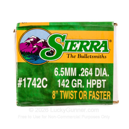 Large image of Bulk 6.5mm Grendel (.264) Bullets for Sale - 142 Grain HPBT Bullets in Stock by Sierra - 500